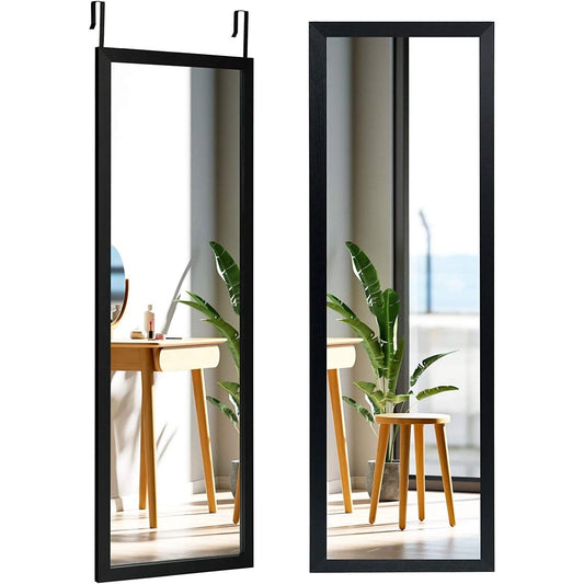 Black Full Length Bedroom Mirror with Over the Door or Wall Mounted Design - Tiny Oasis Decor