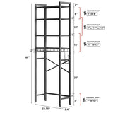 Black Over the Toilet Storage Freestanding Industrial Metal Wood Shelving Unit - Tiny Oasis Decor