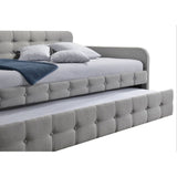 Gray Tufted Polyester Linen Twin Daybed with Trundle - Tiny Oasis Decor