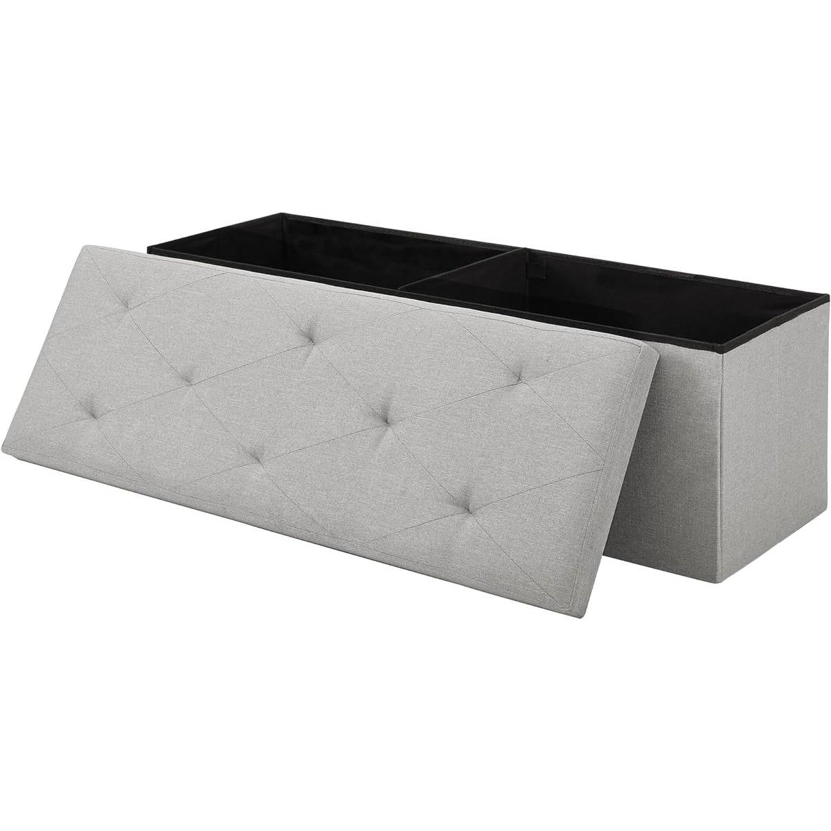 Light Grey Linen Upholstered Bedroom Living Room Entryway Storage Bench Ottoman - Tiny Oasis Decor