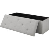 Light Grey Linen Upholstered Bedroom Living Room Entryway Storage Bench Ottoman - Tiny Oasis Decor
