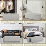 Light Grey Linen Upholstered Bedroom Living Room Entryway Storage Bench Ottoman - Tiny Oasis Decor
