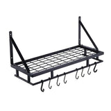 Matte Black Stainless Steel Wall Mounted Pot Rack with 10 Hanging Hooks - Tiny Oasis Decor