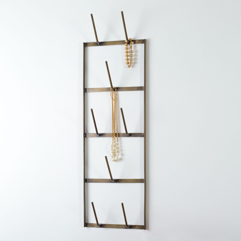 Narrow Wine Bottle Dryer Wall Rack - Antique Brass - Tiny Oasis Decor