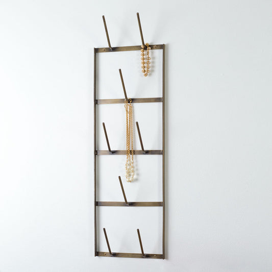 Narrow Wine Bottle Dryer Wall Rack - Antique Brass - Tiny Oasis Decor