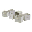 Set of 6 Foldable Fabric Storage Baskets in Beige - Tiny Oasis Decor