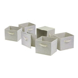 Set of 6 Foldable Fabric Storage Baskets in Beige - Tiny Oasis Decor