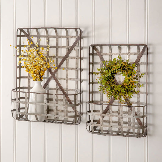 Set of Two Metal Wall Pockets - Tiny Oasis Decor