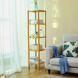 Slim 4-Shelf Natural Bamboo Wooden Shelving Unit Storage Rack Bookcase - Tiny Oasis Decor