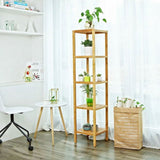 Slim 4-Shelf Natural Bamboo Wooden Shelving Unit Storage Rack Bookcase - Tiny Oasis Decor