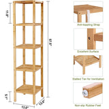 Slim 4-Shelf Natural Bamboo Wooden Shelving Unit Storage Rack Bookcase - Tiny Oasis Decor