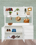 63" Hutch Storage Cabinet for Kitchen, Pantry, Buffet, Office, Entryway Organization - White