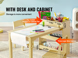 Juniper Grove Kids Art Table Set – 2-in-1 Craft Table & Storage Cabinet with 2 Chairs (Ages 2–8)
