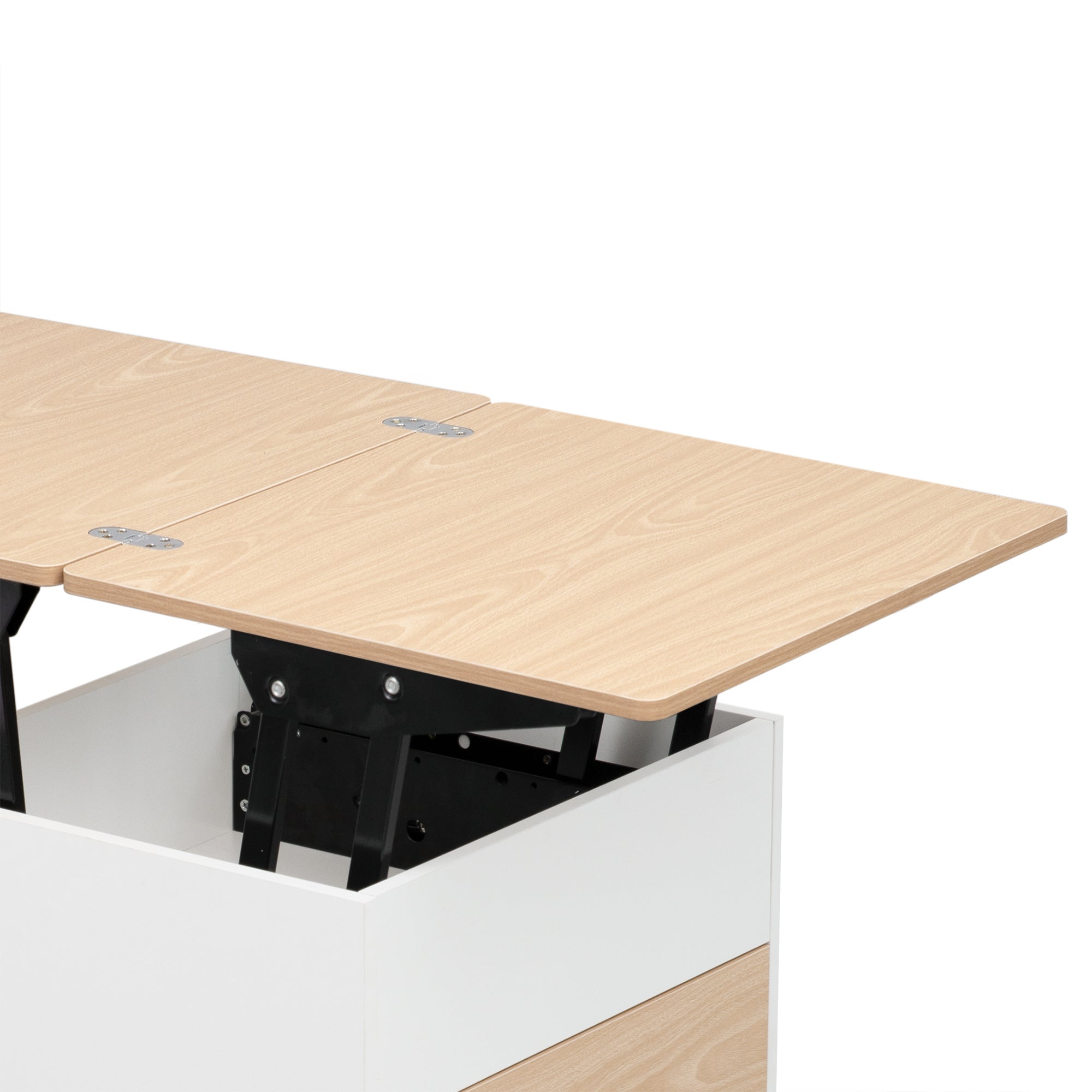 Modern Multi-functional Coffee Dining Table with Lift Top, Oak