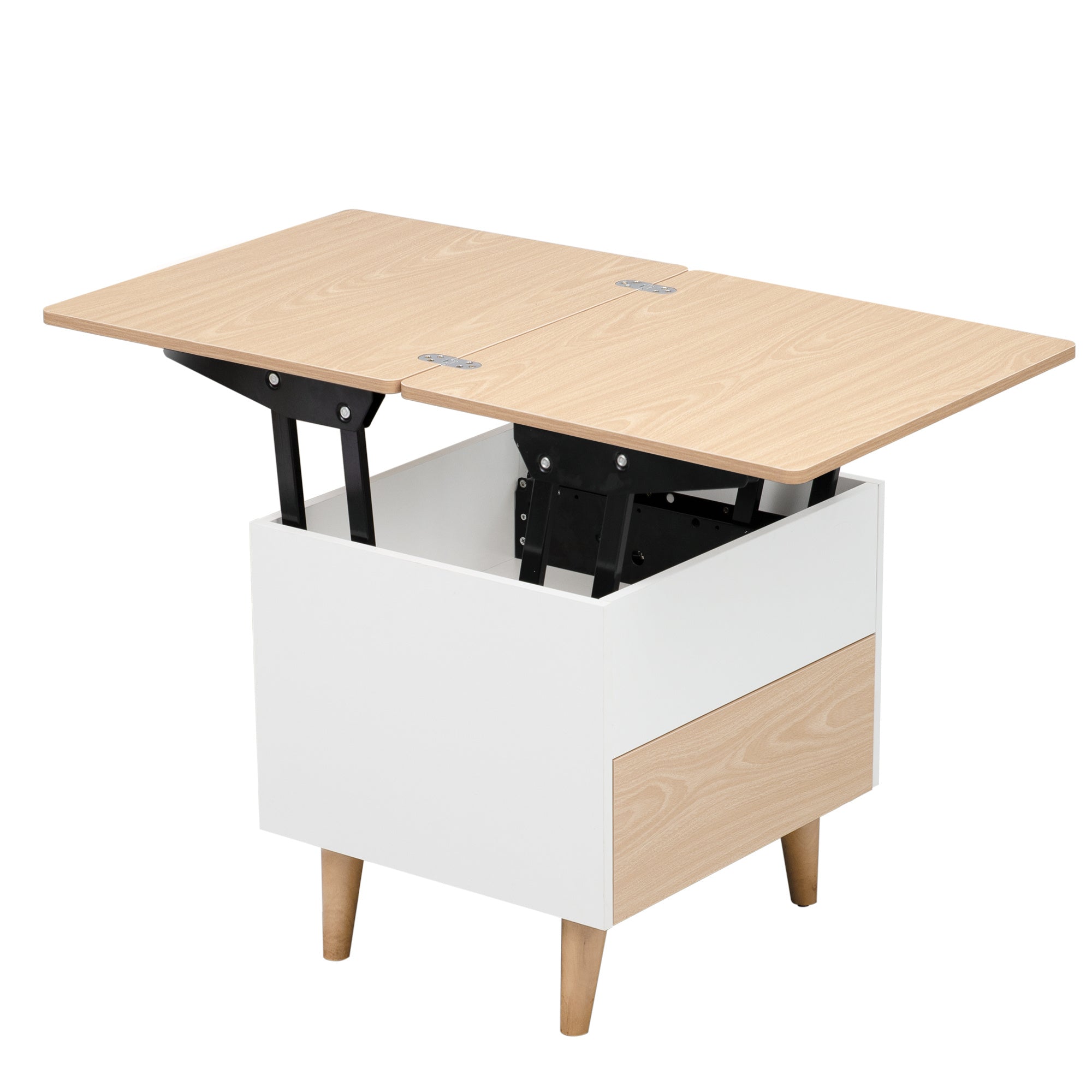 Modern Multi-functional Coffee Dining Table with Lift Top, Oak