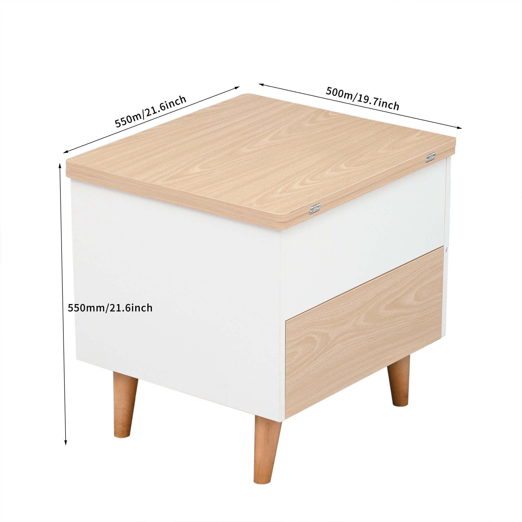 Modern Multi-functional Coffee Dining Table with Lift Top, Oak