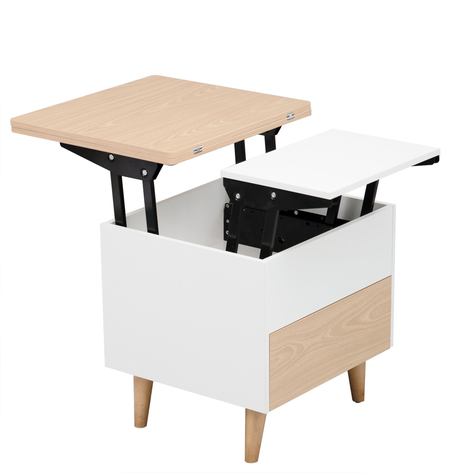 Modern Multi-functional Coffee Dining Table with Lift Top, Oak