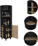 Corner Bar Cabinet with Built-in Wine Rack in Black