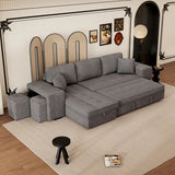 Pull Out Sleeper Sofa Reversible L-Shape 3 Seat Sectional Couch